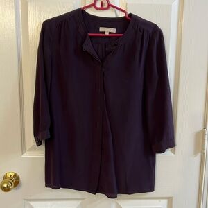 Purple silk 3/4 sleeve Banana Republic top, size 0